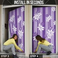 Hawaii Kakau Tribal Door Cover With Purple Tiare LT05 - Polynesian Pride
