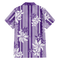 Hawaii Kakau Tribal Family Matching Puletasi and Hawaiian Shirt With Purple Tiare LT05 Dad's Shirt - Long Sleeve Purple - Polynesian Pride