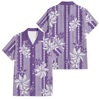 Hawaii Kakau Tribal Family Matching Tank Maxi Dress and Hawaiian Shirt With Purple Tiare LT05 Dad's Shirt - Short Sleeve Purple - Polynesian Pride