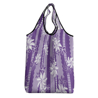 Hawaii Kakau Tribal Grocery Bag With Purple Tiare