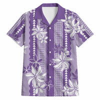 Hawaii Kakau Tribal Hawaiian Shirt With Purple Tiare LT05 Purple - Polynesian Pride