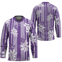 Hawaii Kakau Tribal Hockey Jersey With Purple Tiare