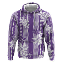 Hawaii Kakau Tribal Hoodie With Purple Tiare