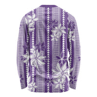 Hawaii Kakau Tribal Long Sleeve Shirt With Purple Tiare LT05 - Polynesian Pride