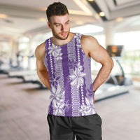Hawaii Kakau Tribal Men Tank Top With Purple Tiare LT05 Purple - Polynesian Pride