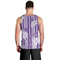 Hawaii Kakau Tribal Men Tank Top With Purple Tiare LT05 - Polynesian Pride