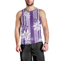Hawaii Kakau Tribal Men Tank Top With Purple Tiare LT05 - Polynesian Pride