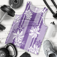 Hawaii Kakau Tribal Men Tank Top With Purple Tiare LT05 - Polynesian Pride
