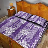 Hawaii Kakau Tribal Quilt Bed Set With Purple Tiare