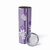 Hawaii Kakau Tribal Skinny Tumbler With Purple Tiare