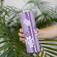 Hawaii Kakau Tribal Skinny Tumbler With Purple Tiare