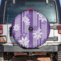 Hawaii Kakau Tribal Spare Tire Cover With Purple Tiare