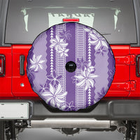 Hawaii Kakau Tribal Spare Tire Cover With Purple Tiare
