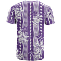Hawaii Kakau Tribal T Shirt With Purple Tiare