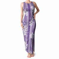 Hawaii Kakau Tribal Tank Maxi Dress With Purple Tiare LT05 Women Purple - Polynesian Pride