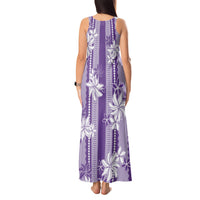 Hawaii Kakau Tribal Tank Maxi Dress With Purple Tiare LT05 - Polynesian Pride