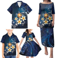 Hawaii Honu Family Matching Puletasi and Hawaiian Shirt Polynesian Curves Plumeria - Polynesian Pride