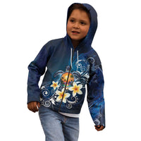 Hawaii Honu Kid Hoodie Polynesian Curves Plumeria - Polynesian Pride