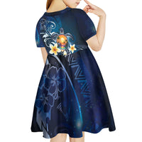Hawaii Honu Kid Short Sleeve Dress Polynesian Curves Plumeria - Polynesian Pride