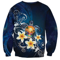 Hawaii Honu Sweatshirt Polynesian Curves Plumeria - Polynesian Pride