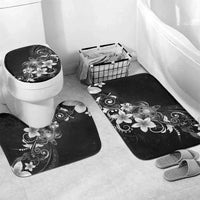 Hawaii Honu Bathroom Set Polynesian Curves Plumeria Grayscale LT05 Mat Set Only (3 pcs) One Size Black - Polynesian Pride