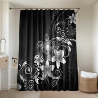 Hawaii Honu Bathroom Set Polynesian Curves Plumeria Grayscale LT05 Shower Curtain Only Black - Polynesian Pride