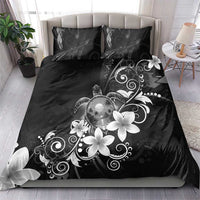 Hawaii Honu Bedding Set Polynesian Curves Plumeria Grayscale - Polynesian Pride
