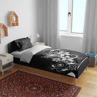 Hawaii Honu Bedding Set Polynesian Curves Plumeria Grayscale - Polynesian Pride