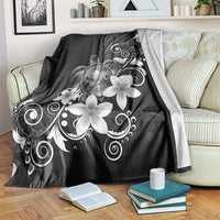 Hawaii Honu Blanket Polynesian Curves Plumeria Grayscale - Polynesian Pride