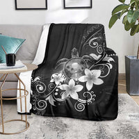 Hawaii Honu Blanket Polynesian Curves Plumeria Grayscale - Polynesian Pride