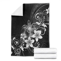 Hawaii Honu Blanket Polynesian Curves Plumeria Grayscale - Polynesian Pride