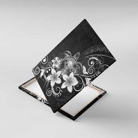 Hawaii Honu Canvas Wall Art Polynesian Curves Plumeria Grayscale - Polynesian Pride