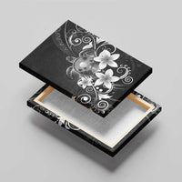 Hawaii Honu Canvas Wall Art Polynesian Curves Plumeria Grayscale - Polynesian Pride