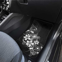 Hawaii Honu Car Mats Polynesian Curves Plumeria Grayscale - Polynesian Pride