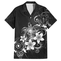 Hawaii Honu Family Matching Puletasi and Hawaiian Shirt Polynesian Curves Plumeria Grayscale - Polynesian Pride