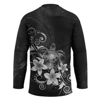 Hawaii Honu Hockey Jersey Polynesian Curves Plumeria Grayscale LT05 - Polynesian Pride