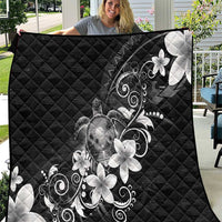 Hawaii Honu Quilt Polynesian Curves Plumeria Grayscale - Polynesian Pride