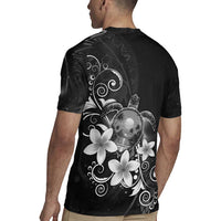 Hawaii Honu Rugby Jersey Polynesian Curves Plumeria Grayscale LT05 - Polynesian Pride