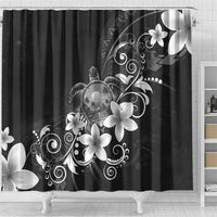 Hawaii Honu Shower Curtain Polynesian Curves Plumeria Grayscale - Polynesian Pride