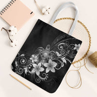 Hawaii Honu Tote Bag Polynesian Curves Plumeria Grayscale - Polynesian Pride