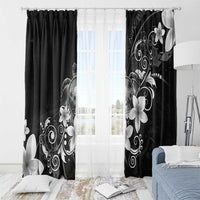 Hawaii Honu Window Curtain Polynesian Curves Plumeria Grayscale - Polynesian Pride
