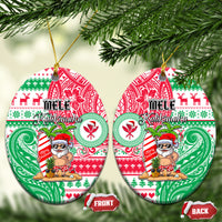 Hawaii Christmas Ceramic Ornament Santa Claus Surf Mele Kalikimaka LT05 Oval Red - Polynesian Pride