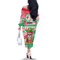 Hawaii Christmas Family Matching Off Shoulder Long Sleeve Dress and Hawaiian Shirt Santa Claus Surf Mele Kalikimaka LT05 - Polynesian Pride