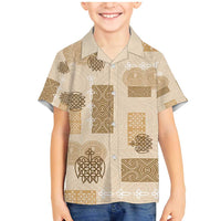 Vintage Lapita Family Matching Mermaid Dress and Hawaiian Shirt Iconic Double Face Pattern Beige