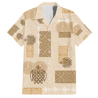 Vintage Lapita Family Matching Puletasi and Hawaiian Shirt Iconic Double Face Pattern Beige