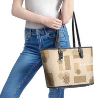 Vintage Lapita Leather Tote Bag Iconic Double Face Pattern Beige