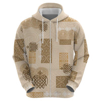 Vintage Lapita Zip Hoodie Iconic Double Face Pattern Beige