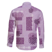 Vintage Lapita Family Matching Long Sleeve Bodycon Dress and Hawaiian Shirt Iconic Double Face Pattern Violet