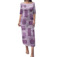 Vintage Lapita Family Matching Puletasi and Hawaiian Shirt Iconic Double Face Pattern Violet