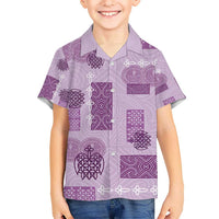 Vintage Lapita Kid Hawaiian Shirt Iconic Double Face Pattern Violet